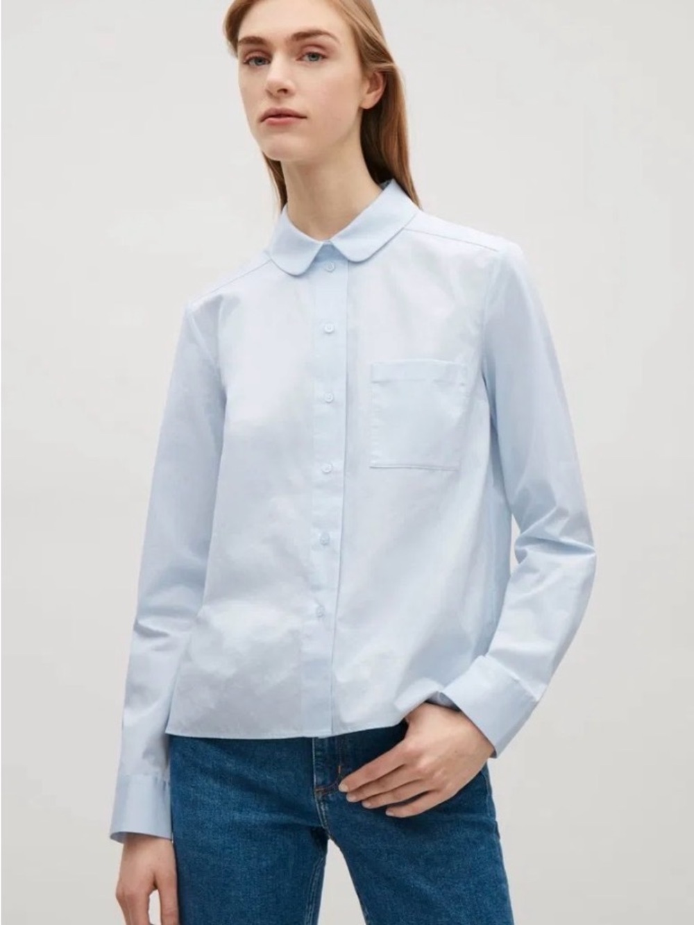 COS Women’s Light Blue Button-Up Shirt with Peter Pan Collar